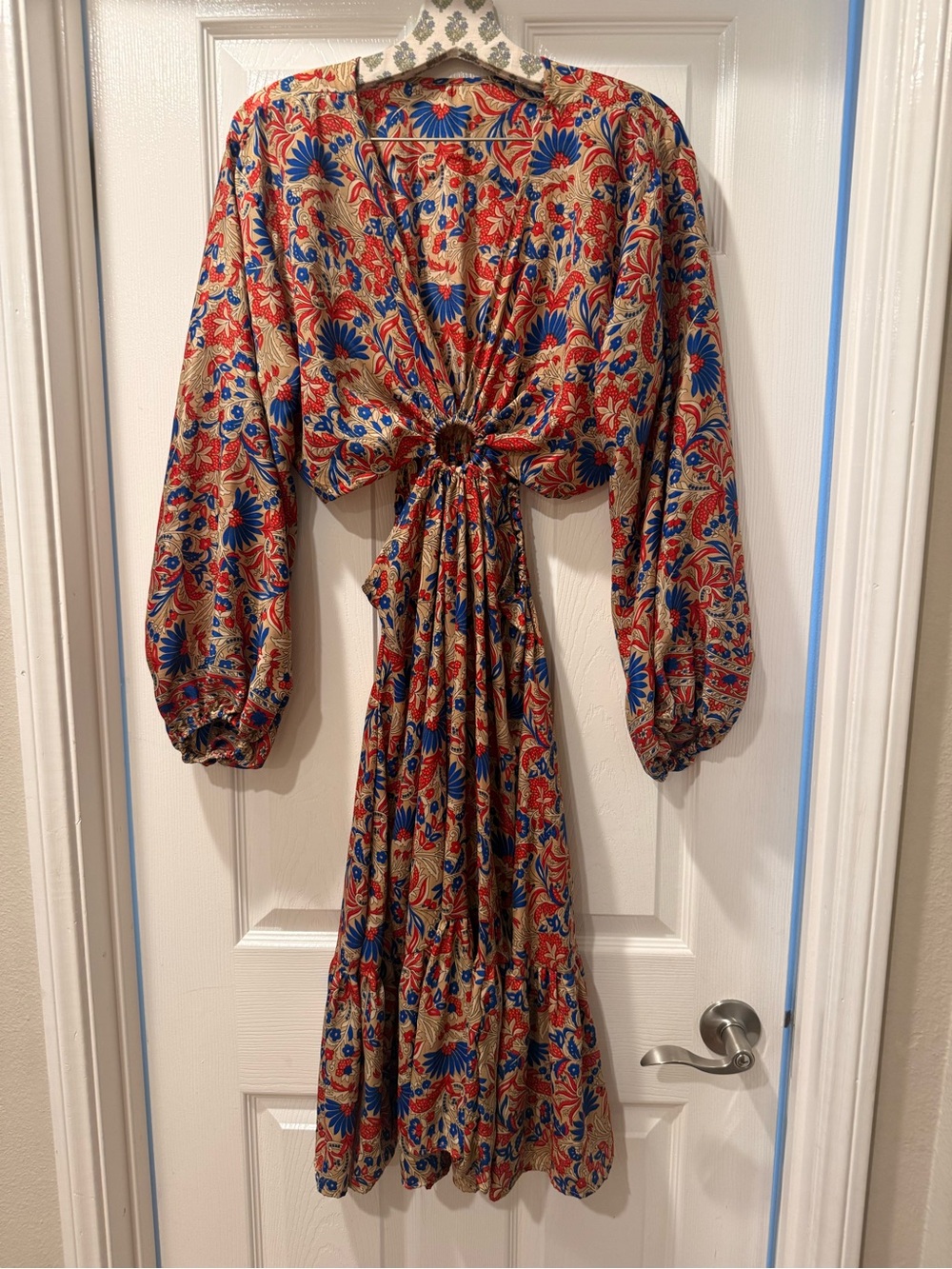 Floral Maxi Dress in Rust and Blue — boho rodeo western free people - Picture 2 of 3